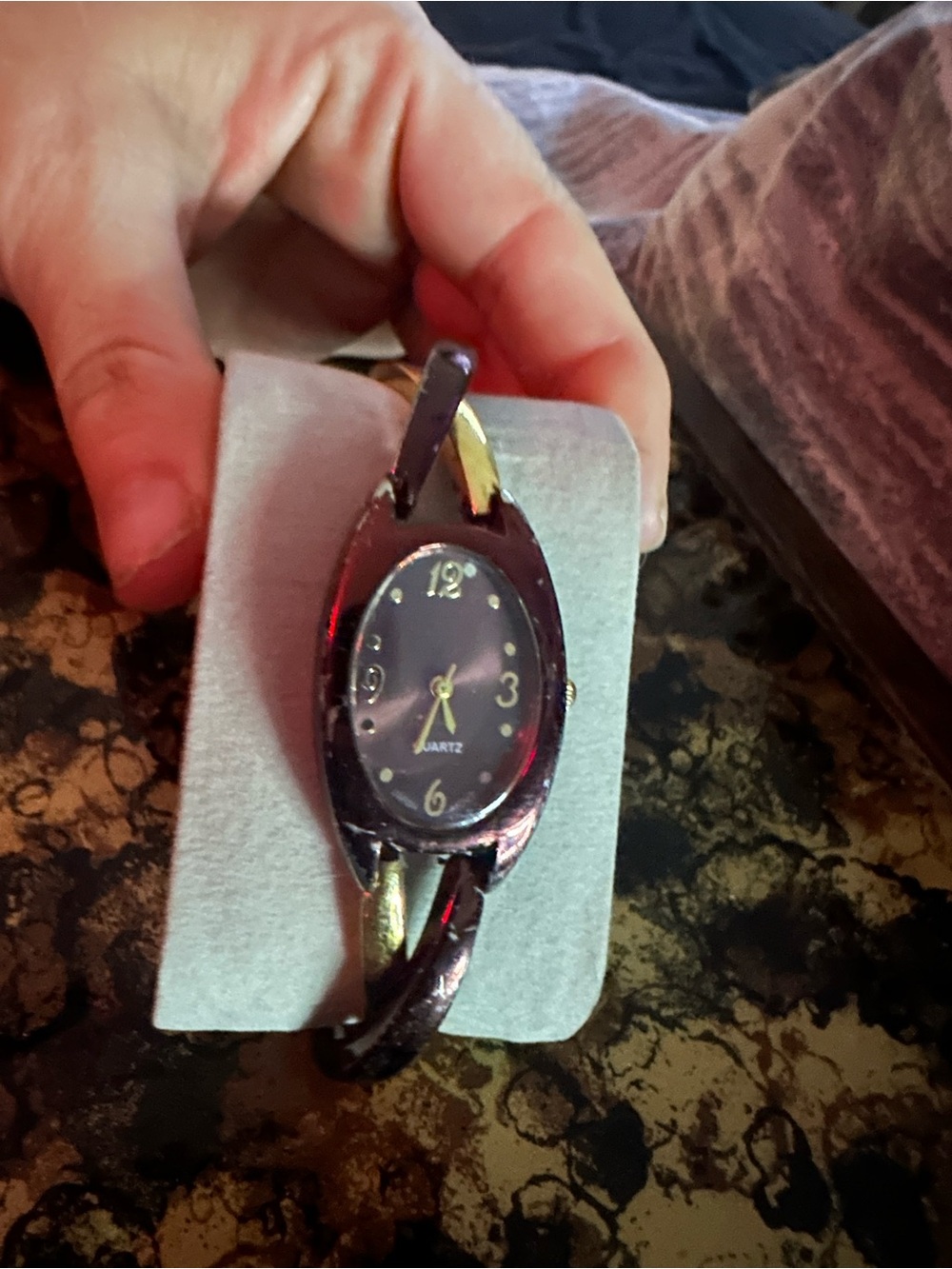 Women's Quartz Bracelet Watch - Burgundy and Gold